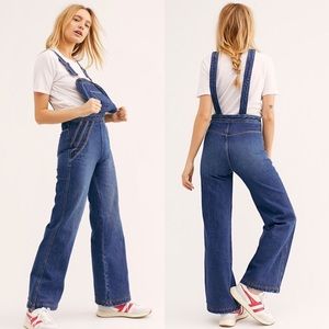 NWT Free People Chasing Rainbows Denim Overalls 0